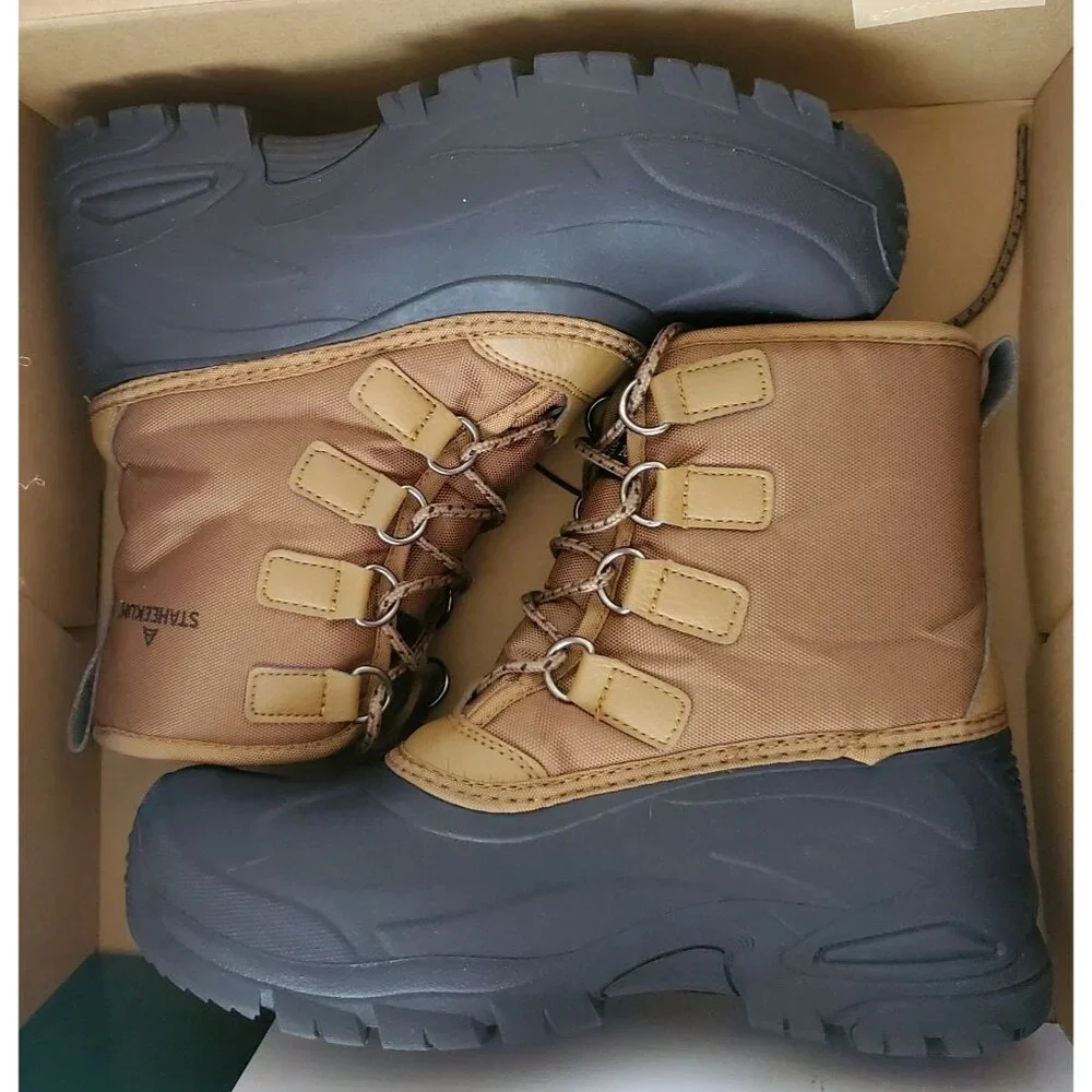 Staheekum Men's 8 Winter Snow Boots Waterproof Insulated Outdoor Faux Fur Brown